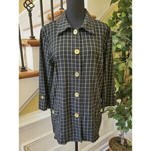 Attyre New York Sz L Plaid Jacket Golden Buttons